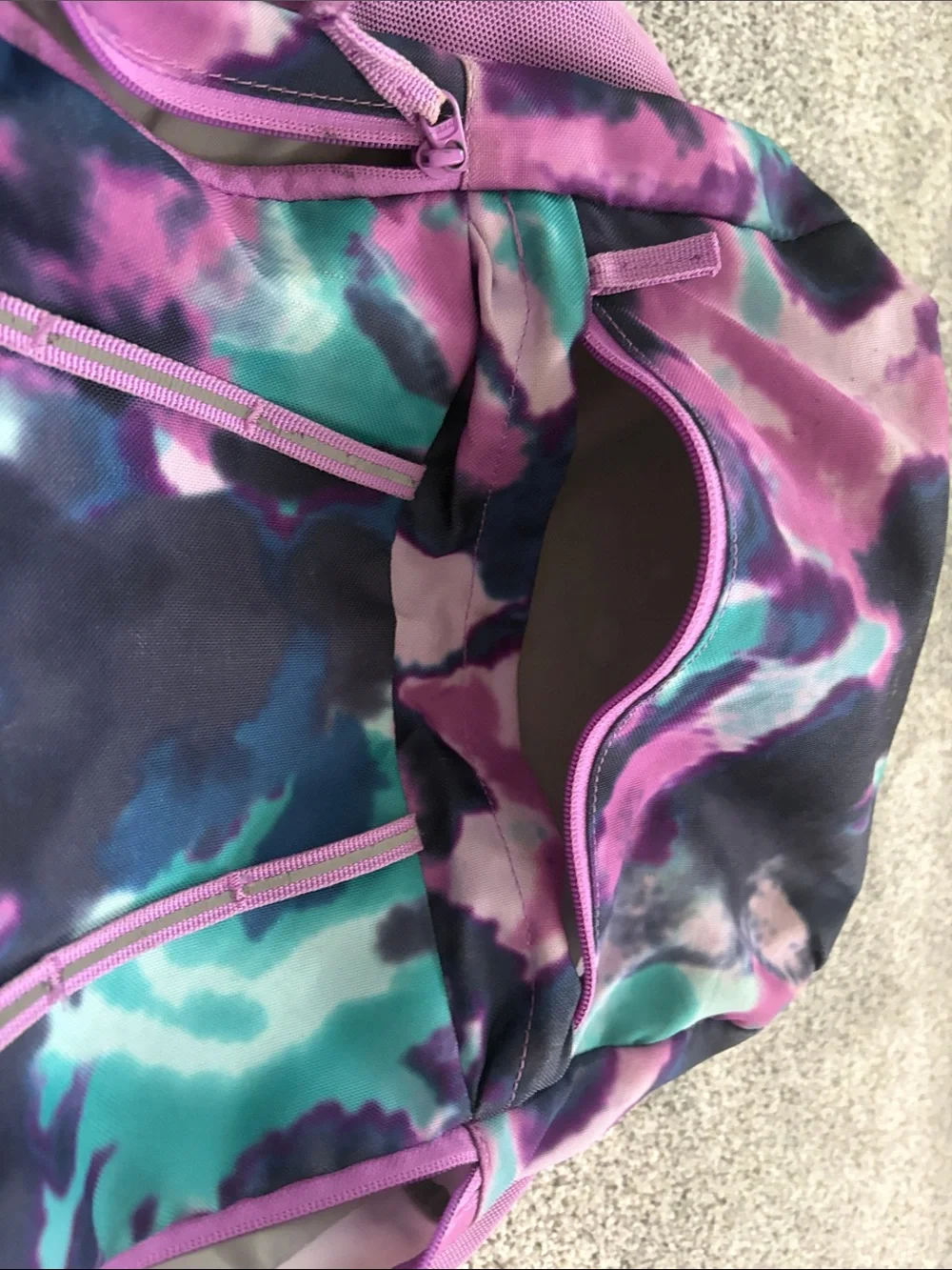 Lands' End Kids Purple & Teal Tie-Dye Backpack Set with Smiley Patch
